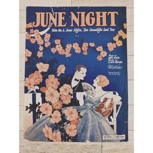 1924 June Night‎ Romantic Couple Roaring 20s Cover Decor Vintage Sheet Music
